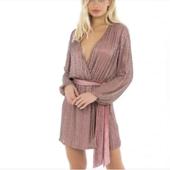 NWOT - Karina Grimaldi Sequin Dress with Balloon Sleeves - Picture 6 of 7